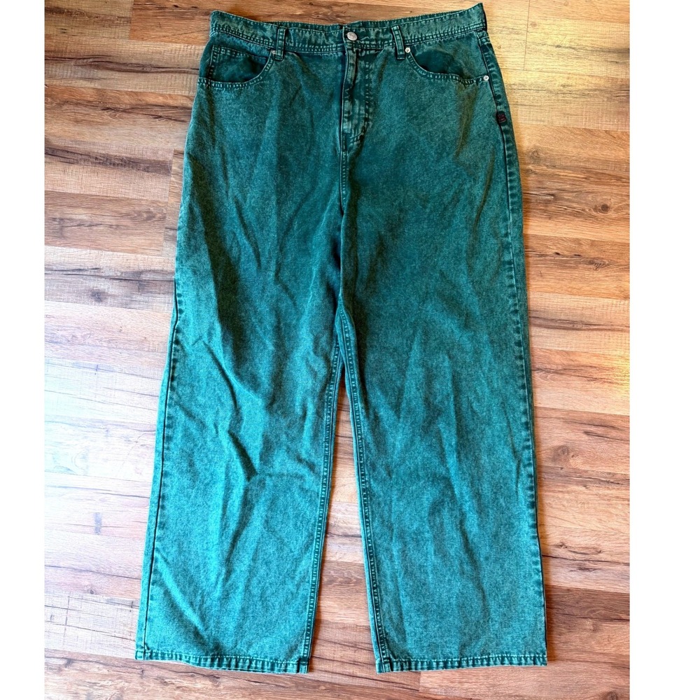 BDG Wide Leg Jeans Green Acid Wash Skate Y2K Grunge Denim 36